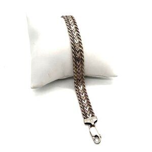 Sterling Silver Woven Bracelet 7.5 in. 18.67 Grams Lobster Clasp Made In Italy